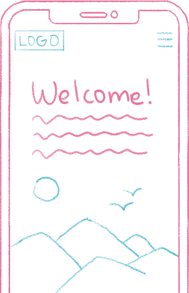 Sketch of a welcome mobile screen
